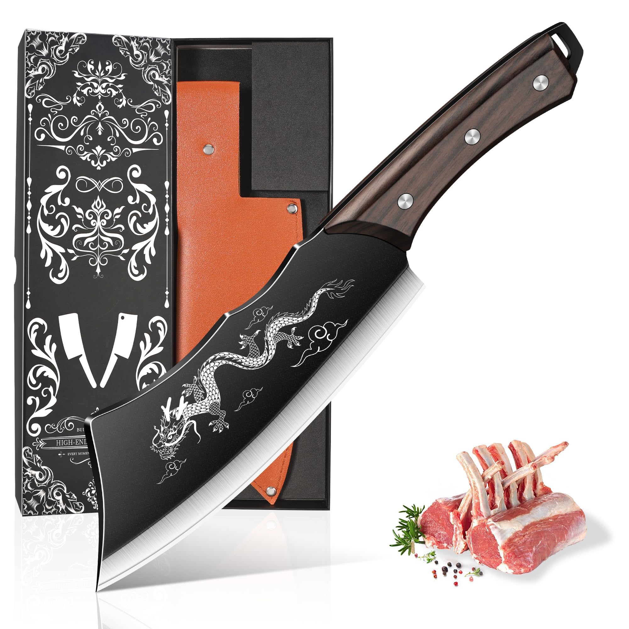 Amazon.com: Plys 8 Inch Meat Cleaver Knife, High Carbon Steel